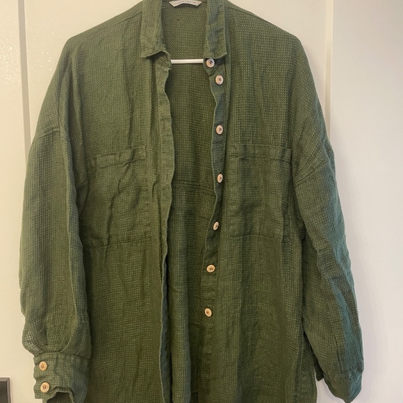 Linenfox Vika Waffle Linen Button Up Shirt - Picture 2 of 4